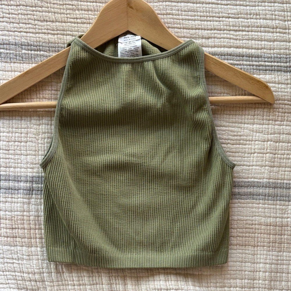 Cotton On Sage Ribbed Crop Top